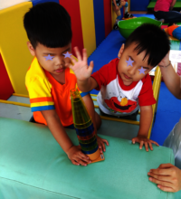 Playing game with my classmate