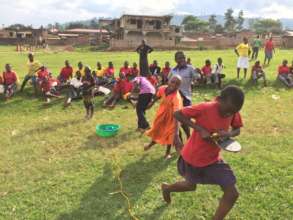 Jackson, Sandra and Constance during sports play