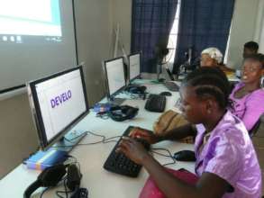 Young ladies in new computer lab