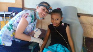 One of our patients with her dentist.
