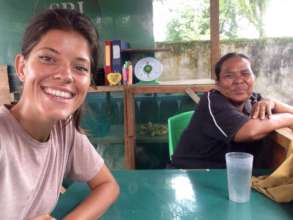 Kate (Vet Nurse) and Ibu Maryam (Keeper) observing