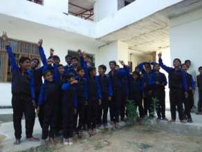 Kids enjoying their new track suits