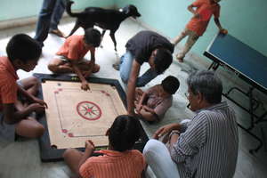 Playing Carrom with Sir