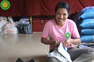 Chomrong in her new position as sewing teacher