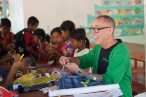 Darro leading the Christmas ornament workshop