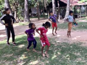 Enjoying warm up in home-school sports class