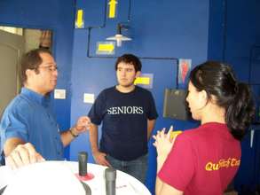 Discussing with solar engineer Jorge Calderon