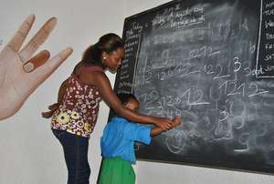 Student learning basic math