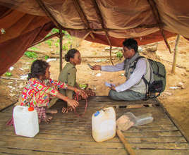 Journalist investigating in the field