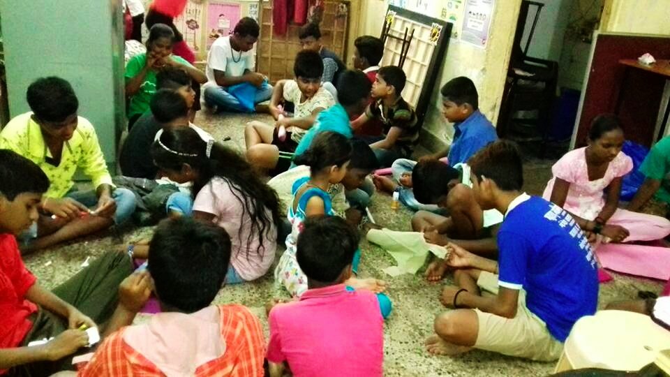 Children busy during a craft making workshop