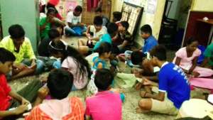 Children busy during a craft making workshop