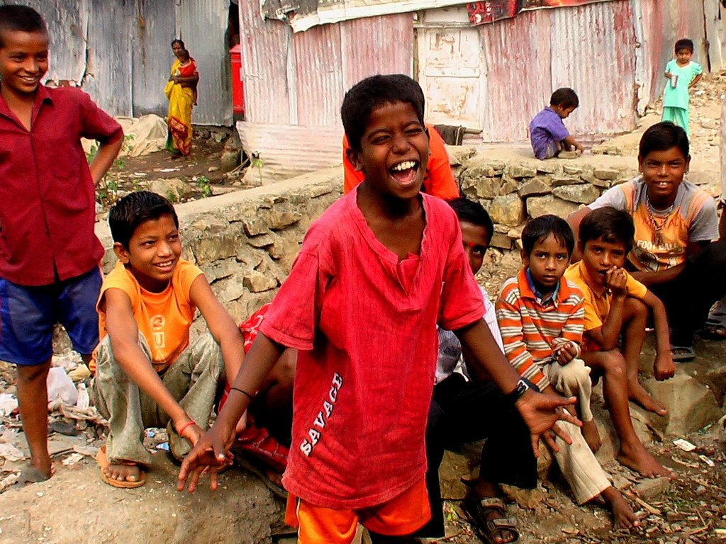 holi with slum kids
