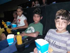 Gabi, Loredana, Florin and Romi at the cinema