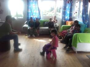 Robert working with some of the children