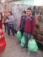 One of the families receiving food