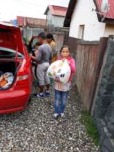 Distribution of food to the families