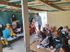 Girls and women attending courses in Bekaa Camp.