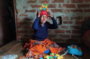 Laxmi with her hand-made tiara