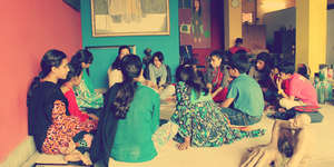 Children attending art residency at RM studio