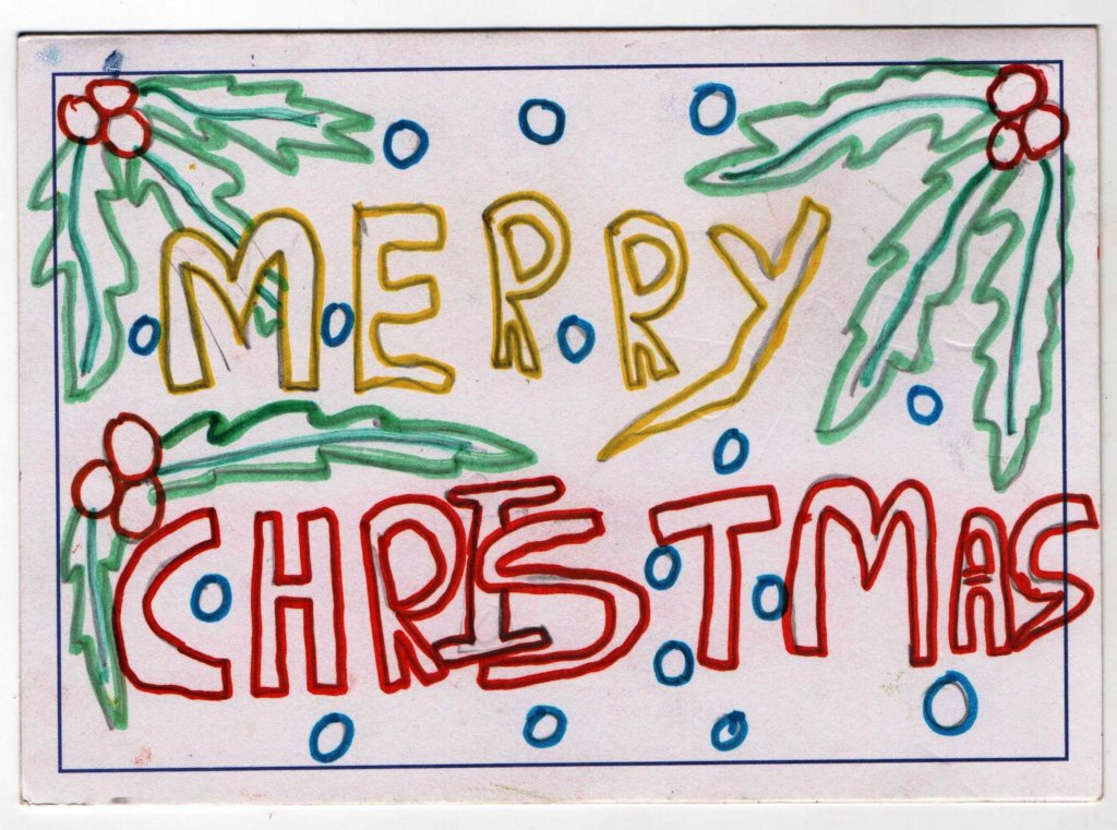 Christmas card from a child in Day Care Shelter