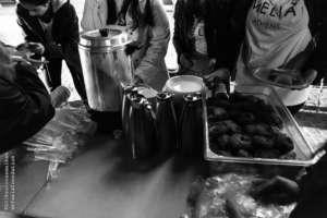 Offering food and hot tea to those in need