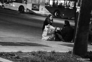 Emfasis Street Worker offering survival kit