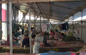 A temporary shelter in Mianyang