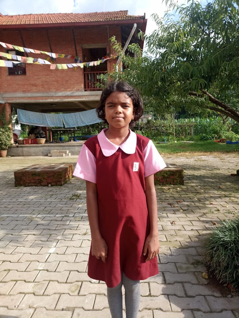 Roshni on her first day of school