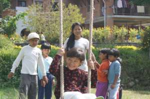 Anjana on the Swing at Ama Ghar