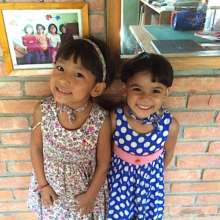 Leela (right) and Nirjala show off their creations