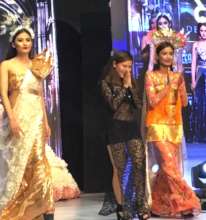 Srijana with her designs as a Rising Star