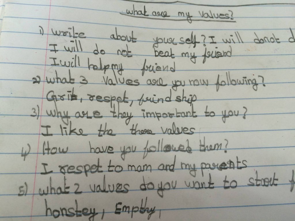 Students sharing important values!