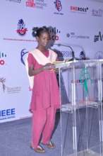 Student presenting her speech at IEEE Summit 2015