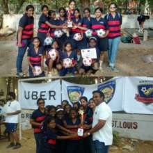 Students participating in Football tournament