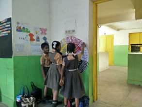 Students at Vidyaniketan working with their team