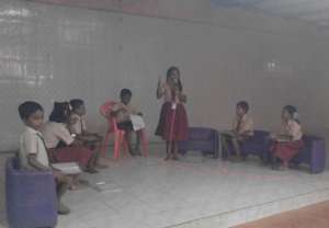 Ajitha's student participating in a debate