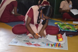 Student participating in arts competition