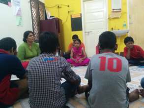 Students at a learning circle with Divya