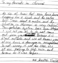 Letter from a Teach For India student in Delhi...