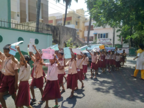 Students participating in awareness drive