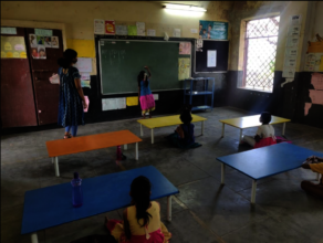 Megha following safety norms in her physical class