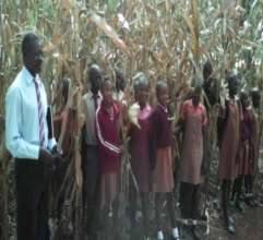 Mr Marima, Mr Chipfunde and pupils in maize field
