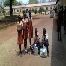 Pupils on the way to their garden
