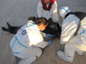 Providing first aid on Patroller Bettica