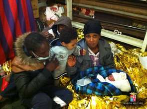 Baby born on board ship Etna, Sicily Channel.