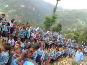 Students receiving school materials