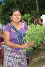 Happy with her successful harvest