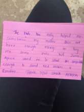 Heart warming feedback from a girl we serve