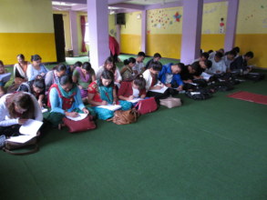 Taking the pre-test in Kathmandu