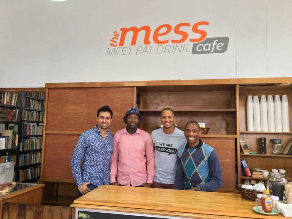 Simphiwe (pink shirt) with Mr South Africa (left)